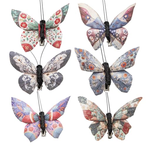Berfutall-Artificial Feather 3D Butterfly Party Decorations Set of 12 with Clip 12 Color Ornaments for Christmas Tree (D Clip) - color: D Clip
