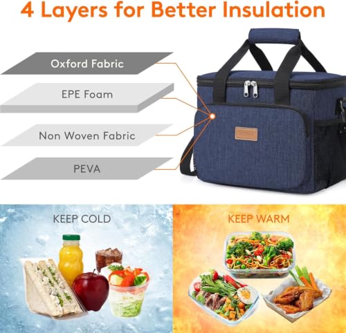 Lifewit Medium Lunch Bag, Insulated Lunch Box, Soft Cooler Cooling Tote for Adult Men Women, Dark Blue 12-Can (9L) - color: Dark Blue, size: Medium(9L)