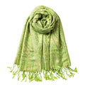 AUSEKALY Pashmina Feel Shawls Wraps for Women Rave Scarf Soft Silky Reversible Men Scarves - color: Yellow Green
