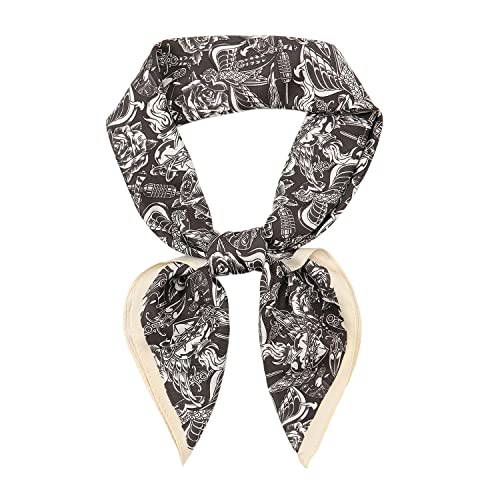 RIIQIICHY Women Head Hair Scarf Like Satin Silk Scarf Sleeping Hair Wrapping Night 27.5" - color: Black/White/Grey