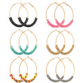 Jinxiuge 6 Pair Beaded Hoop Earrings Boho Flower Round Earrings Women's Handmade Earrings Set - style: Style-C
