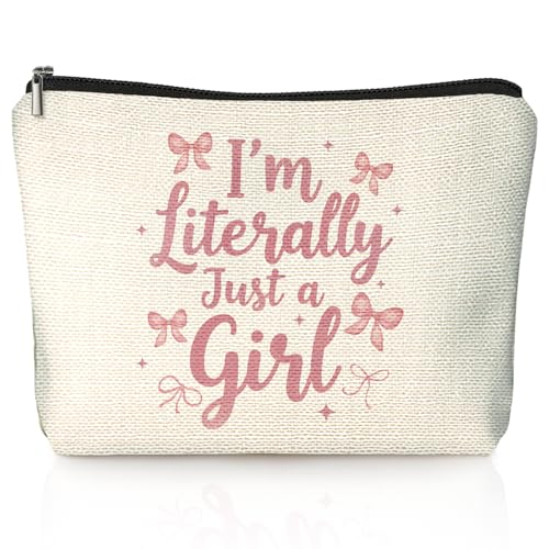 Coquette Pink Bow Girly Makeup Bag, Preppy Aesthetic Cosmetic Bags for Women, Coquette Preppy Gifts for Women, Girly Stuff, Pink Zipper Makeup Pouch - color: 01- pink(02)