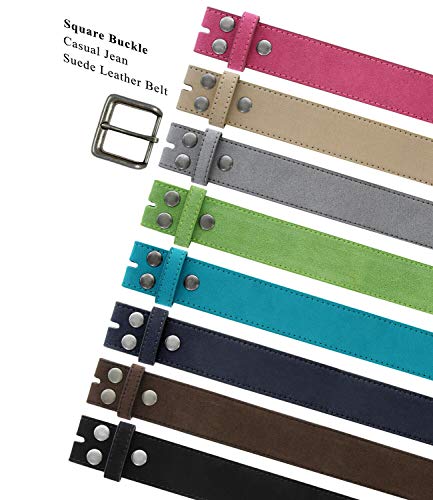 Belts.com Square or Oval Antique Buckle Casual Jean Suede Leather Belt 1-1/2"(38mm) or 1"(25mm) Wide - color: Green, size: 40