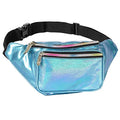 Holographic Fanny Pack Belt bag - Crossbody Waist Bag for Men or Women - Hands-Free, Waterproof Large Bumbag for Hiking, Running, and Travel (Blue Glitter) - color: Glittler Light Blue