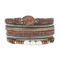 Artilady Leather Wrap Bracelets for Women - Pearl Bracelets Handmade Clasp Bangle Bracelet with Beads Jewelry Gift for Women and Mother - style: So She Did, Brown
