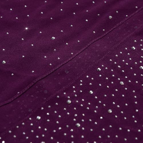 Shawls and Wraps for Evening Dresses Sheer Chiffon Women Elegant Soft Silky Sparkly Wedding Bridal Scarf - color: Plum C