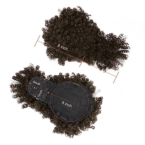 Drawstring Ponytail with Bangs Afro Puff Extensions for Women Short Curly Clip in Wrap Updo Hairpiece(2B) - color: 4#