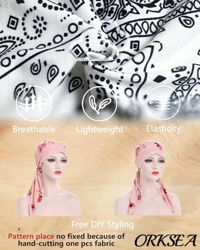 Chemo Headwear for Women Pre-Tied Head Scarf Headwraps Soft Turbans Cancer Hats Chemo Beanie Coverings Scarves - color: White Nuts