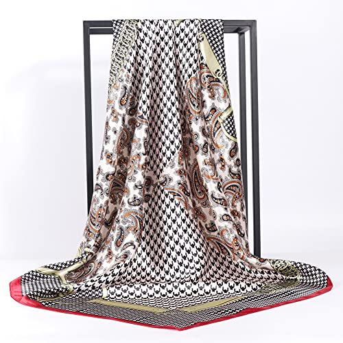 Headscarf Large Square Women Scarf 35" Fashion Scarves Silk Feeling Hairscarf - color: A102