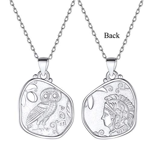 ChicSilver Coin Necklace Sterling Silver Vintage Round Circle Disc Dainty Coin Pendant Necklaces for Women - color: Style C - Silver