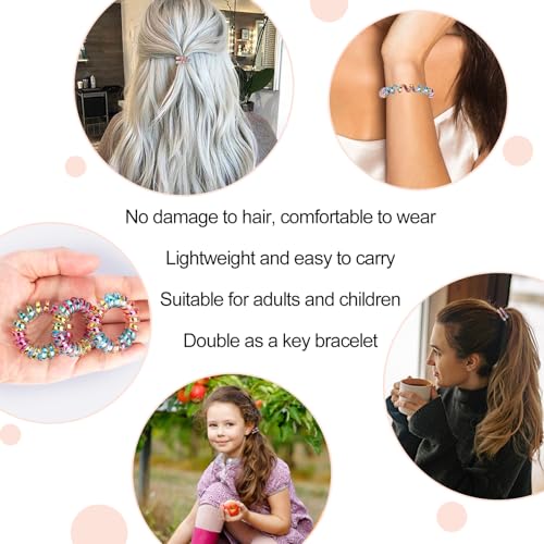 JessLab Spiral Hair Ties, 20 Pcs Traceless Phone Cord Hair Ties No Crease Spiral Bracelet Plastic Coil Ponytail Holders No-Damage Headband Hair Accessory for Girls Women Ladies Gift, Mix Color 5 - color: Mix Color 5