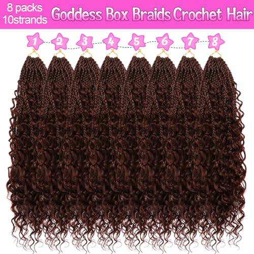 Goddess Boho Box Braids Crochet Hair-8 Packs 18 Inch Crochet Box Braids for Black Women Pre Looped (#4, 18 Inch (Pack of 8)) - color: #4, size: 18 Inch (Pack of 8)