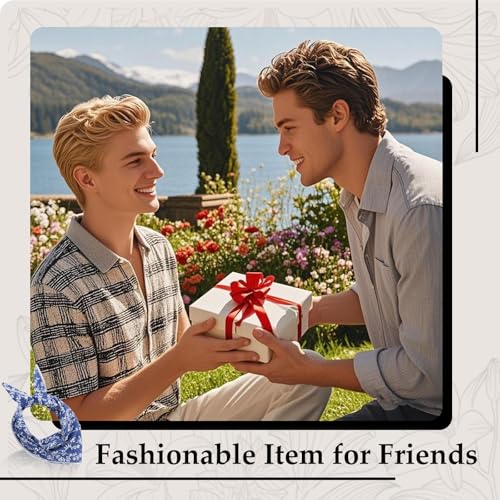27.16'' Bandanas for Men, Cotton Mens Head Scarf with Flower Pattern Floral Hair Bandana Headband for Daily Casual - color: Blue