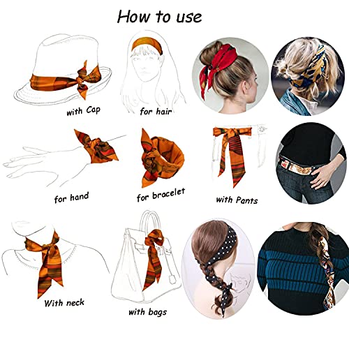 kcctoo 2/6/10Pack Scarf Bags for Women Handbag Scarfs Band Hair Neck Scarves Fashion Gifts - color: 2pcs White Black