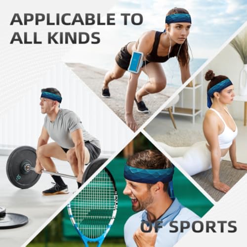 Sports Tie Headband Bandana Running Athletic Sweat Band Elastic Adjustable Sport Head Tie for Men Women Head Ties Ninja Tie Headbands Tennis Sweatbands Soccer Basketball Teams Running Head Band - color: Dark blue gradient