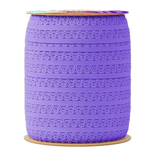 Mandala Crafts Purple Stretch Lace Soft Elastic Trim Roll - 55 Yards 1 Inch Wide Stretchy Frilly Picot Ribbon for Sewing Lingerie, Headbands, Underwear, and Crafts - color: Purple