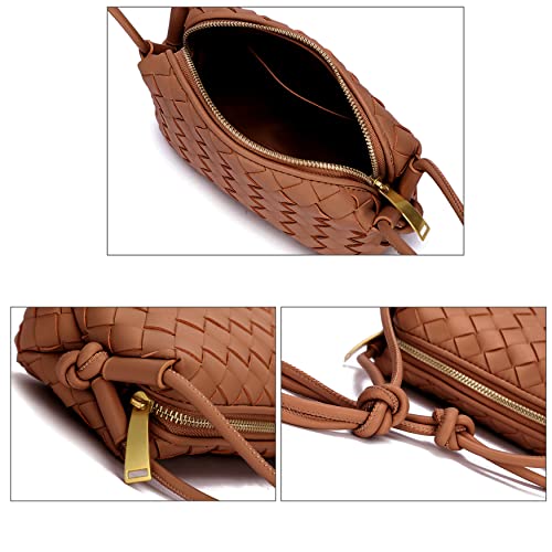 ZEDIUH Woven Bag for Women Crossbody Shoulderbag, Small Vegan Leather Purse - color: Brown