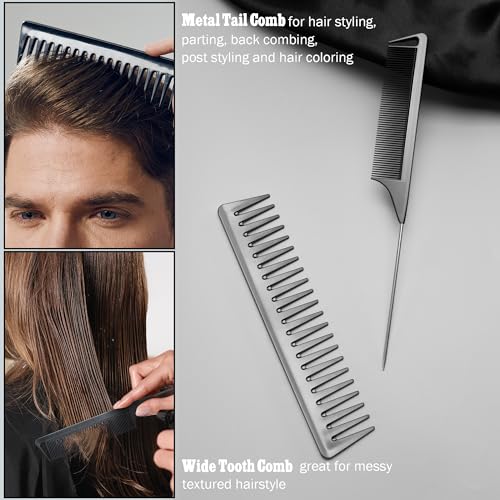 SALONSILK Hair Comb for Men & Women, 8PCS Professional Styling Combs for Wet Curly Natural Hair Detangling Parting Teasing Styling & Cutting - color: Hair Cutting Black