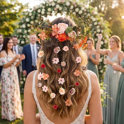 Boho Bridal Hair Vine Artificial Flower Bridal Headpiece Wedding Hair Accessories Long Vine Wedding Head Piece Accessories - style: Boho