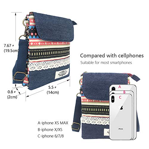 Roomy Cell Phone Purse Wallet Canvas Small Crossbody Purse Bags with Shoulder Strap For Women teen girlsl | Roomy - color: Q-red