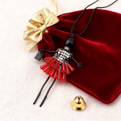 Crystal Paris Doll Necklace for Women, Handmade Cute Dress Long Chain Pendant Necklace Prom Costume Jewelry - style: 28