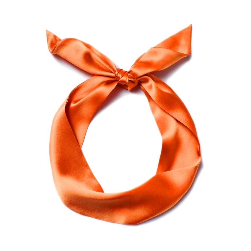 10 Pcs Long Thin Small Skinny Scarf Satin Neck Tie Ribbon Choker for Women Girls - color: Orange