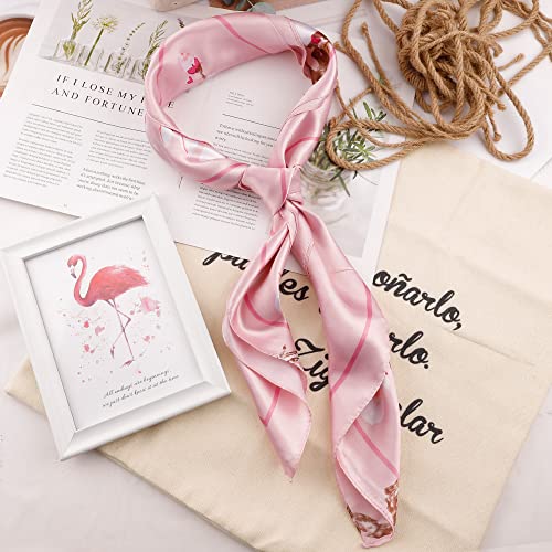 NZKNP Silk-Like Head Scarf - Women's Bandana Wraps - color: 23-pink Flowers, size: 35"*35"