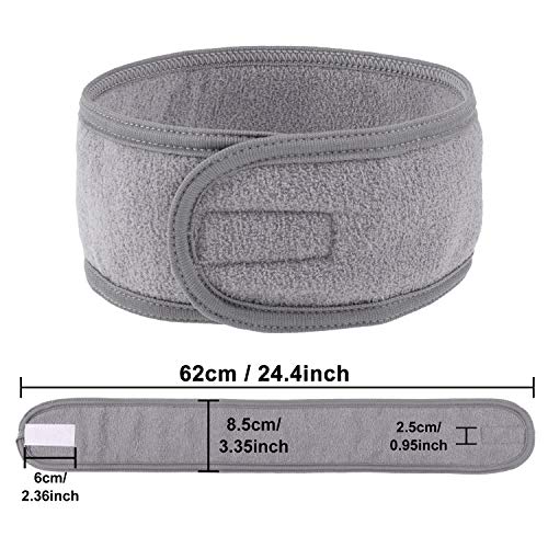 Whaline Spa Facial Headband Head Wrap Terry Cloth Headband 4 Counts Stretch Towel for Bath, Makeup and Sport (Gray) - color: Gray