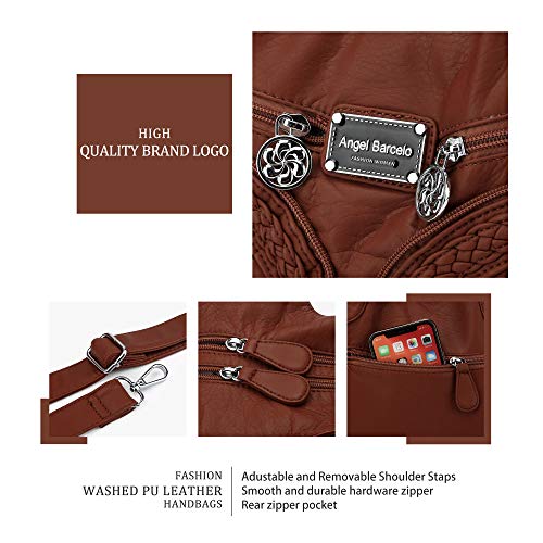 Angel Barcelo Purses for Women Large Shoulder Bag Soft Hobo Bags for Women - color: Stylish Brown