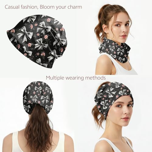Chemo Caps Slouchy Beanie Hat Stretch Cancer Head Wraps Turban Sleep Headwear Scarf for Women Girls Men - color: I-10-grey Bowknot