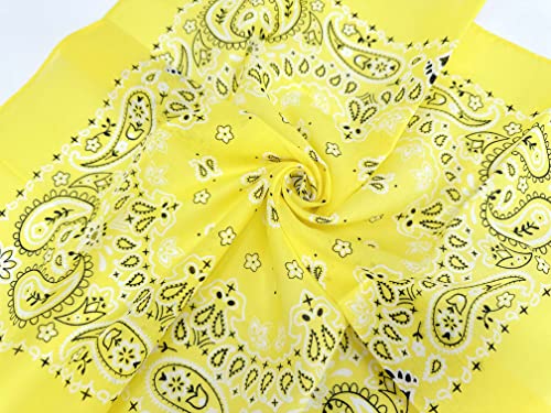 Single Pack Bandanas 60s Premium Cotton Soft Thin Handfeel Large Handkerchief for Men and Women - color: 1 Pack-yellow