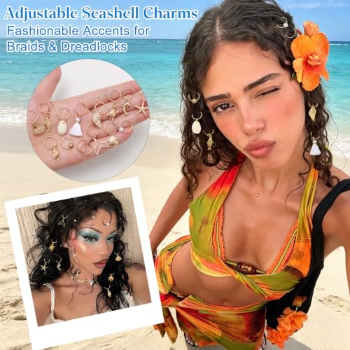 24 Pcs Gold Seashell Hair Jewelry for Braids - color: Gold seashell-24pcs