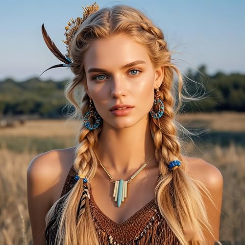 INENIMARTJ Gold Turquoise Necklace for Women Boho Turquoise Pendant Necklace Gold Chain Turquoises Necklaces Trendy Western Turquoises Jewelry for Womens - style: Turquoises D