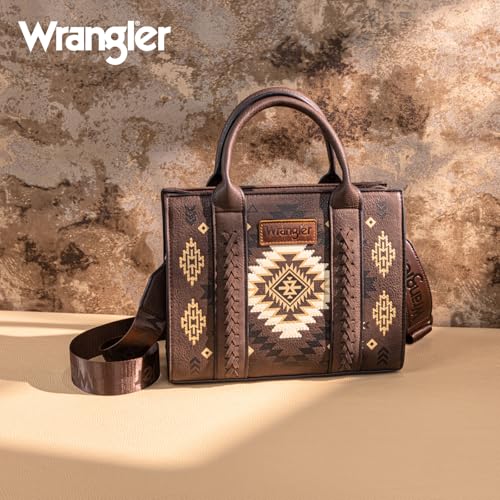 Wrangler Tote Bag for Women Western Purse and Aztec Satchel Handbag - color: Aztec Coffee
