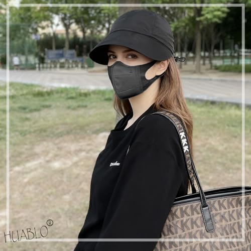 huablo UPF 50+ Womens Sun Hat Wide Brim Sun Hat UV Protection Hiking Fishing Hat Adjustable Head Circumference for Easy Carry - color: Black