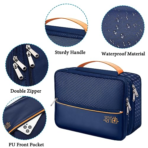 CILLA Electronic Organizer Travel Case, Travel Cord Organizer Case Portable Waterproof Cable Organizer Bag for Charger, Cord, USB, Power Bank, Earphone - color: zipper-blue