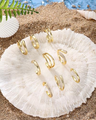 Besteel Toe Rings for Women 14K Gold Filled Simple Hug CZ Triple Open Band Rings Trendy Silver Plated Adjustable Toe Rings Summer Beach Foot Jewelry for Women - color: 14k gold plated