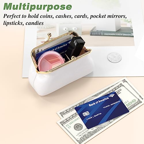 Coin Purse, Small PU Leather Change Purse, Coin Wallet with Clasp, Car Change Holder Pouch for Woman Men Kids Girls, White - color: White
