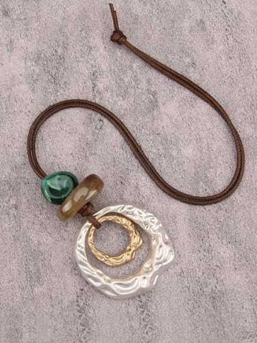 Jeilwiy Leather Necklace for Women Funky Necklace Choker String Cord Necklace with Pendant Boho Style Jewelry - style: Brown Sweater Necklace