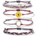 FANCY SHINY Easter Gifts Basket Stuffers Sunflower String Bracelet Boho Braided Rope Wrap Bracelets Cute Summer Beach Surfer Jewelry for Women - color: Triple Color