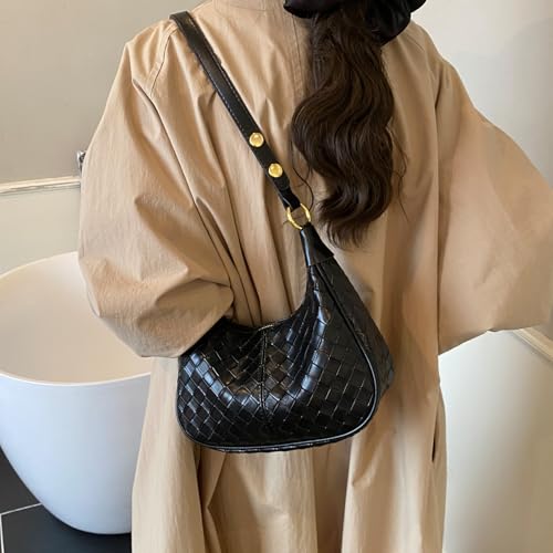 Small Hobo Bags Crescent Shaped Shoulder Bags for Women Mini Cherry Purse Fall Soft Crossbody Handbag 2025 - color: Wy26-97black