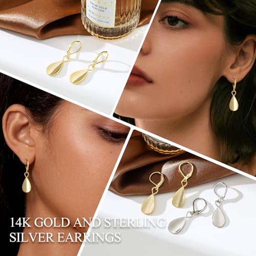 Dangle Earrings For Women, Silver Plated Lightweight Drop Earrings With Sparkling Cubic Zirconia,14K Gold Plated Hypoallergenic Face Shaping Earrings For Wedding Party Daily Office Jewelry Gift - color: Gold-B