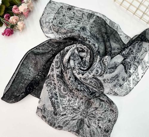 Xyueanlo Scarfs for Women Fashion Scarves Print Pattern Lightweight Sunscreen Scarf Wraps Shawls - color: Cashew Black