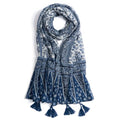 QIUTIMIY Scarf for Women Lightweight Soft Floral Leopard Printed Scarves Fall Winter Fashion Shawl Wrap with Fringe - color: Flower-blue White