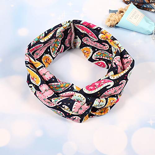 Women's Wide Bandana Headwrap Stretch Yoga Sweatband Turban Criss Cross Head Wrap Twist Head Bands for Women (4 Pack Paisley Printed Style D) - color: 4 Pack Paisley Printed Style D