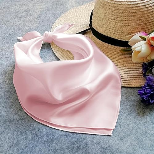 Ciormis 100% Mulberry Silk Scarf-Women's 21''/27''Square Silk Hair Head Scarf Neckerchief with Gift Packaged - color: 21''x 21''-style 21-pink