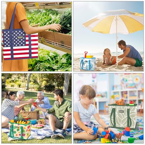 BALEINE 3Pk Reusable Grocery Bags, Foldable Shopping Bags for Groceries with Reinforced Bottom & Handles (Island Breeze) - color: Island Breeze, size: 3 Pack