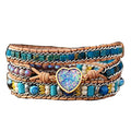 Women Wrap Bracelet Boho Natural Jasper Crystal Stone Beads Strand Bracelets - color: Purple