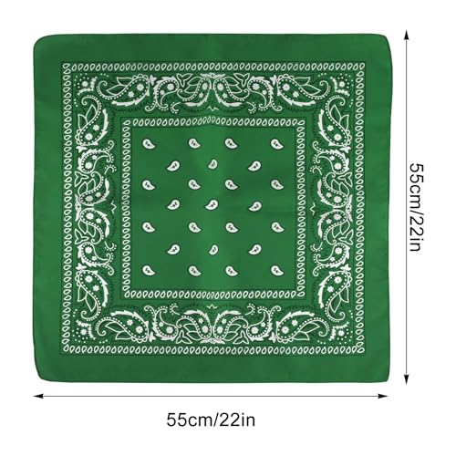 NACHLYNN 10/20pcs Paisley Bandanas Assorted Bandanas Cowboy Polyester Headbands Square Scarf Headwear - color: Green