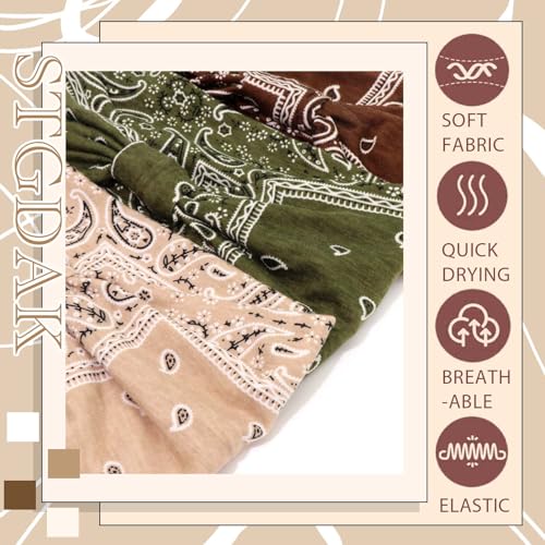 Bandana Headband Boho Head Bands For Women Wide Head Wraps Soft Turban Headband African Paisley Hair Bandana Scarf Headbands Stretchy Hair Band For Women Teen Girls - color: Style 148